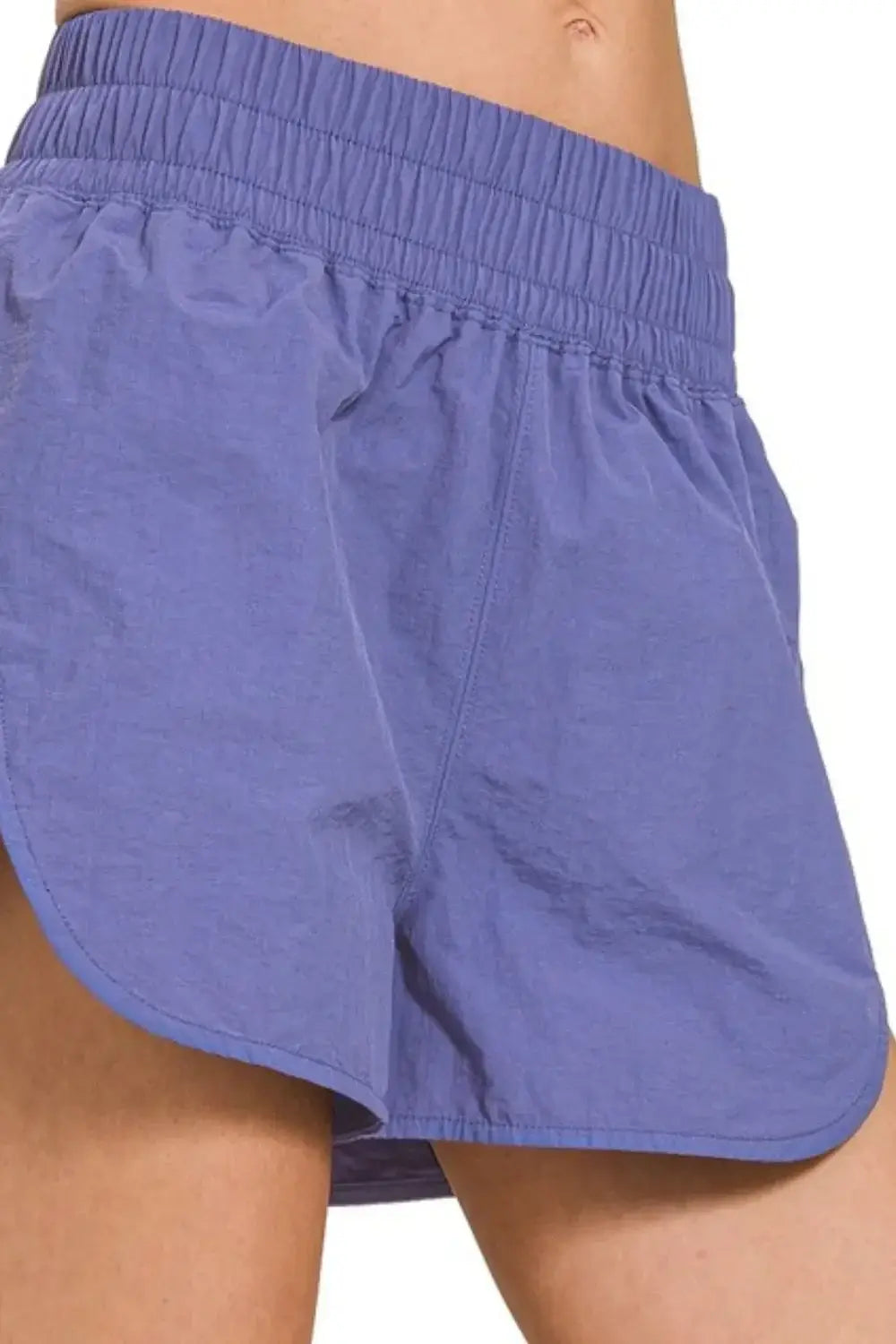 Zenana Windbreaker Smocked Waistband Running Shorts