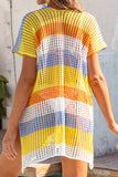 Slit Color Block V-Neck Cover-Up - felvior