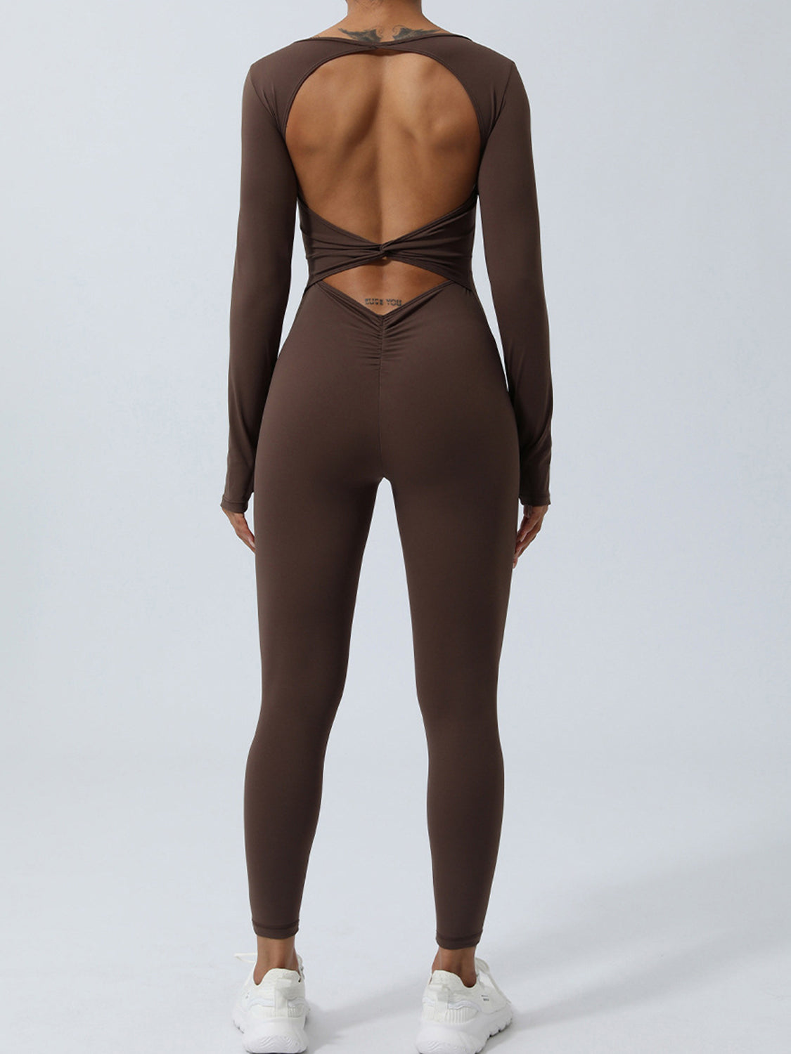 Twisted Backless Long Sleeve Jumpsuit - felvior