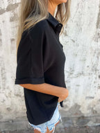 Full Size Collared Neck Half Sleeve Shirt Plus Size