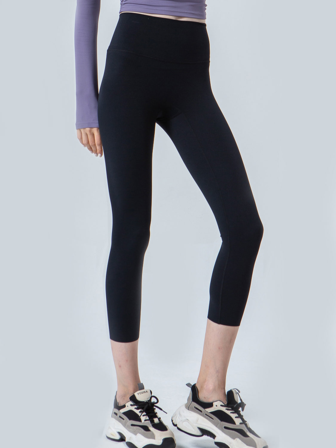 Wide Waistband Cropped Sports Leggings - felvior