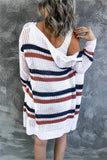 Contrast Openwork Open Front Long Sleeve Cardigan - felvior
