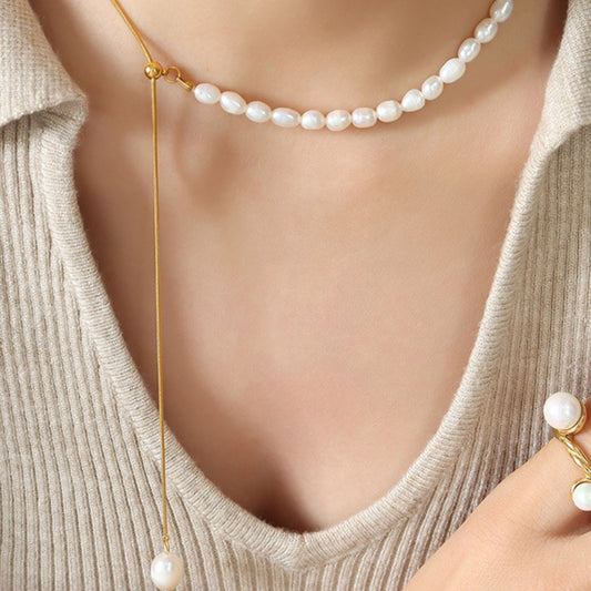 18K Gold-Plated Pearl Necklace - felvior