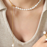 18K Gold-Plated Pearl Necklace - felvior