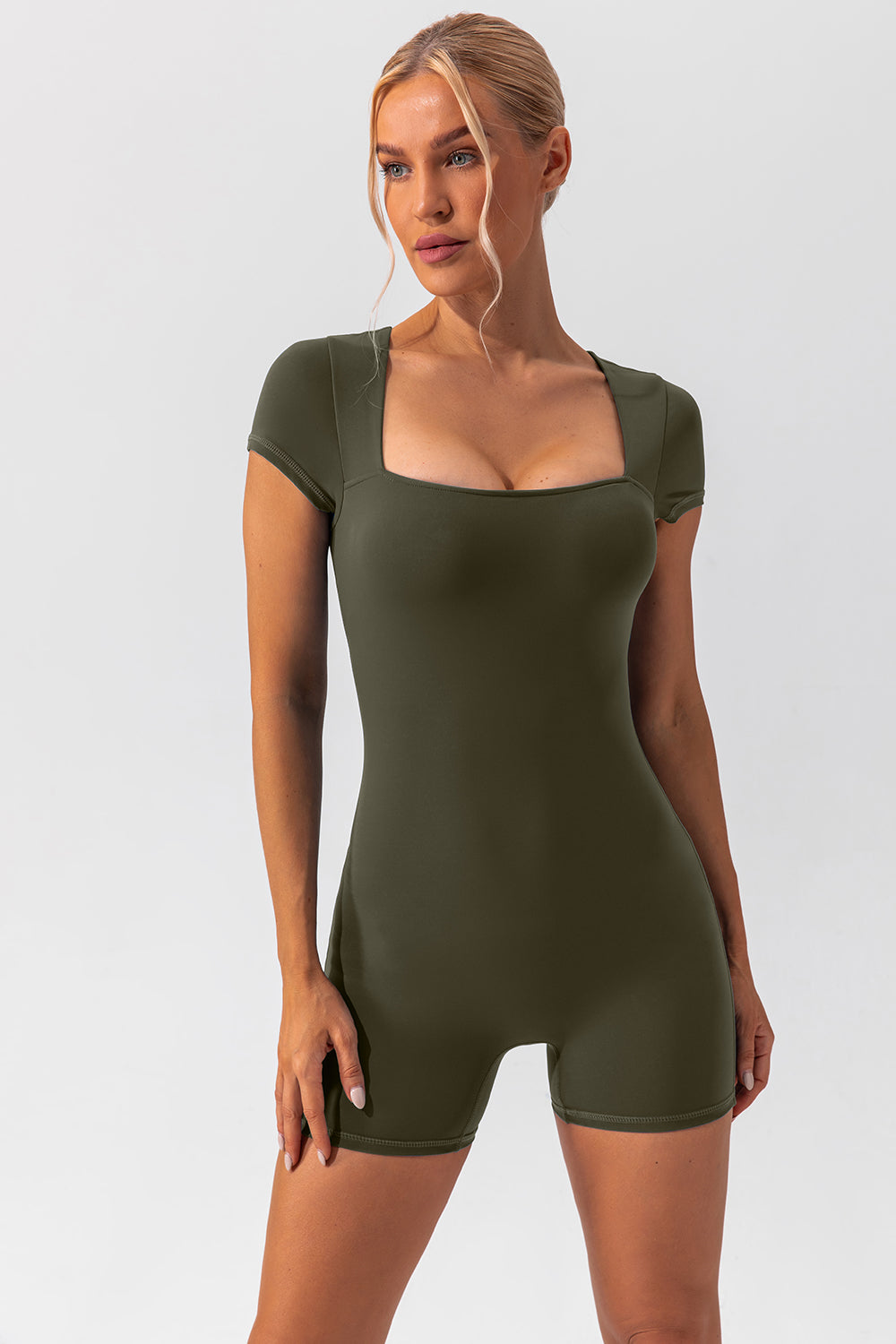Square Neck Cap Sleeve Active Romper Hauptbild