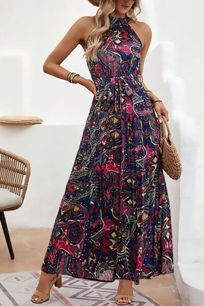 Tied Floral Sleeveless Dress - felvior