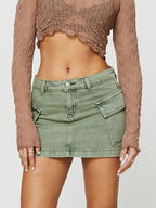 Mini Cargo Denim Skirt with Pockets