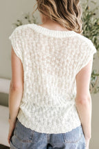 Notched Cap Sleeve Knit Top