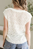 Notched Cap Sleeve Knit Top - felvior