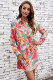 Multicolored Long Sleeve Shirt Dress - felvior
