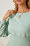 Boat Neck Lantern Sleeve Blouse - felvior