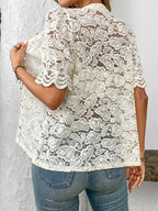 Button Down Half Sleeve Lace Shirt
