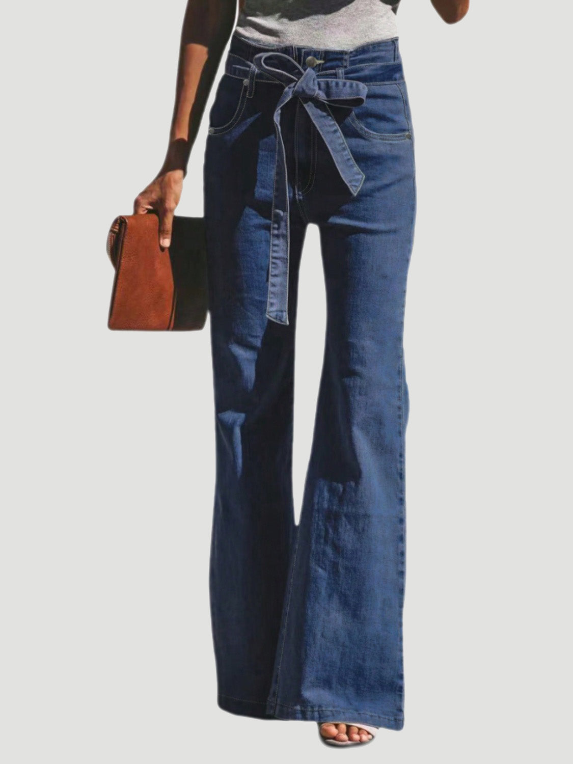 Tied Flare Jeans with Pockets Hauptbild