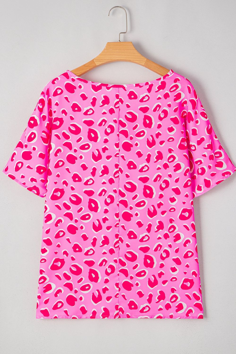 Leopard V Neck Loose Short Sleeve Top