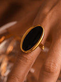 Stainless Steel Oil Drip Elliptical Open Ring - felvior