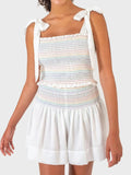 Smocked Tie Shoulder Cami and Shorts Set - felvior