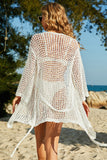Tie-Waist Openwork Crochet Cover Up - felvior