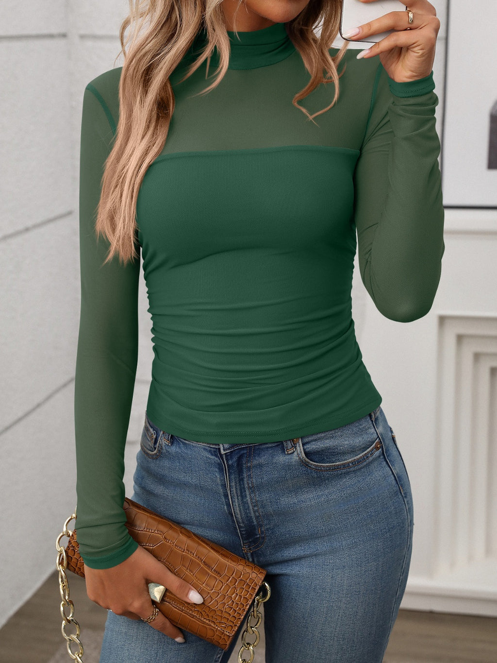 Mock Neck Long Sleeve Top