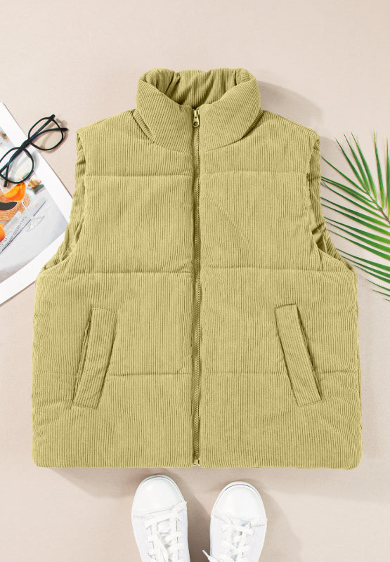 Zip Up Turtleneck Vest Coat - felvior