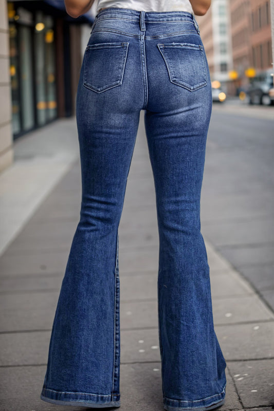 Plus Size High Waist Flare Jeans - felvior