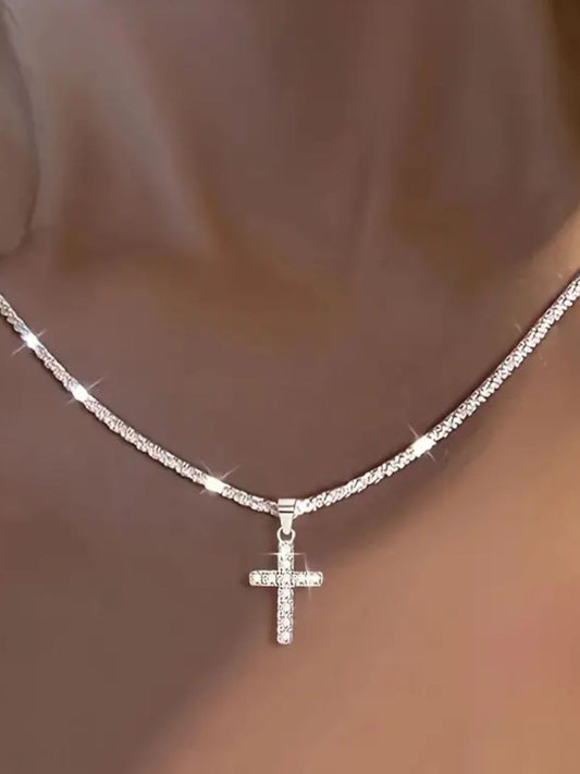 925 Sterling Silver Cross Necklace - felvior