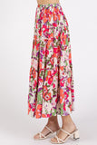 Mittoshop Flower Print Elastic Waist Tiered Skirt - felvior
