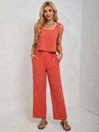 Square Neck Tank and Wide Leg Pants Set