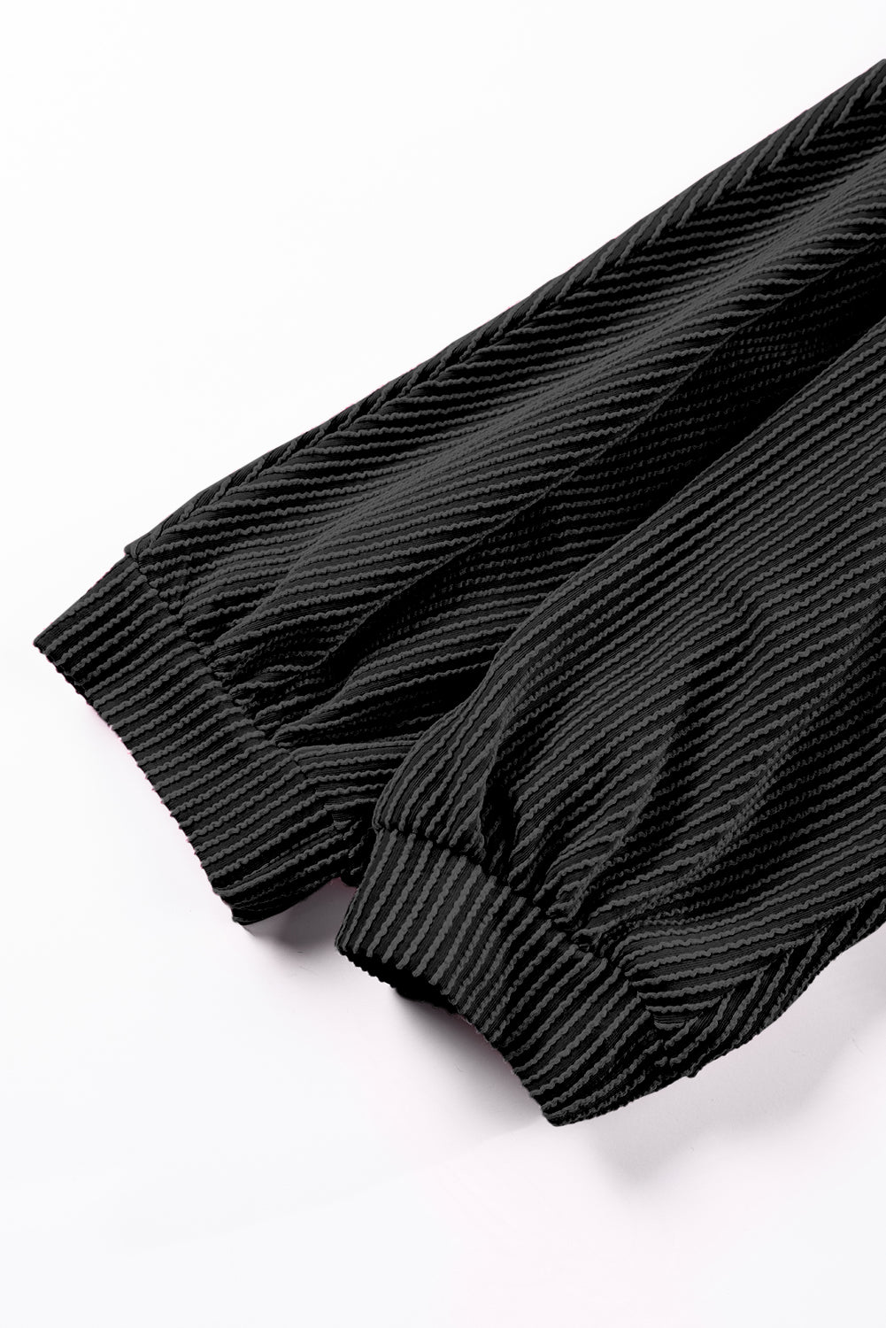 Texture V-Neck Long Sleeve Top - felvior