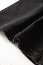 Button Fly Side Split Denim Midi Skirt