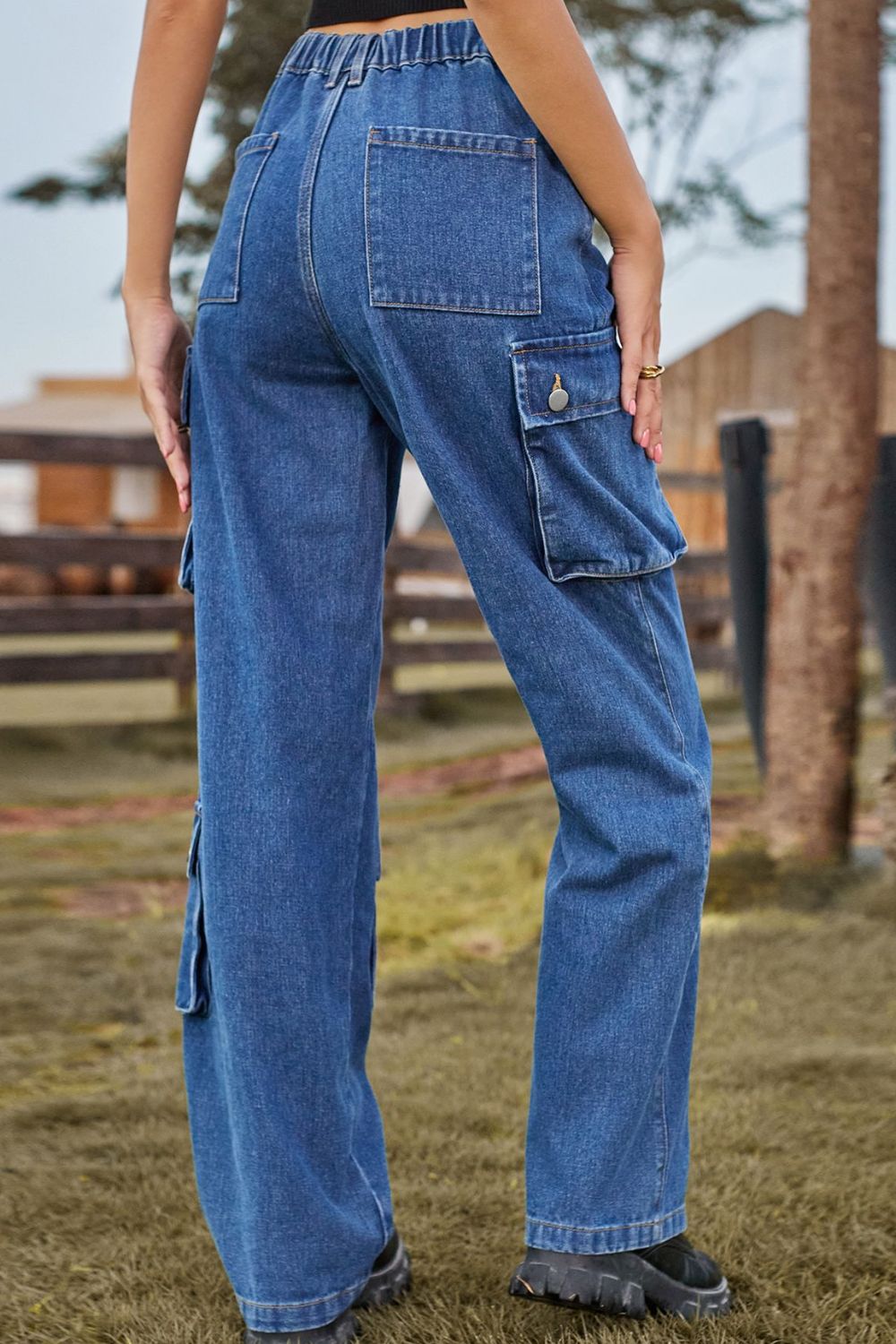 Loose Fit Long Jeans with Pockets - felvior