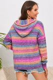 Multicolor Dropped Shoulder Hooded Sweater - felvior