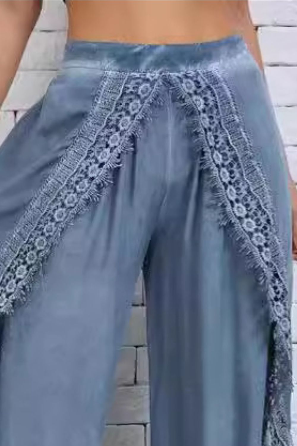 Full Size Lace Detail Wide Leg Pants Plus Size