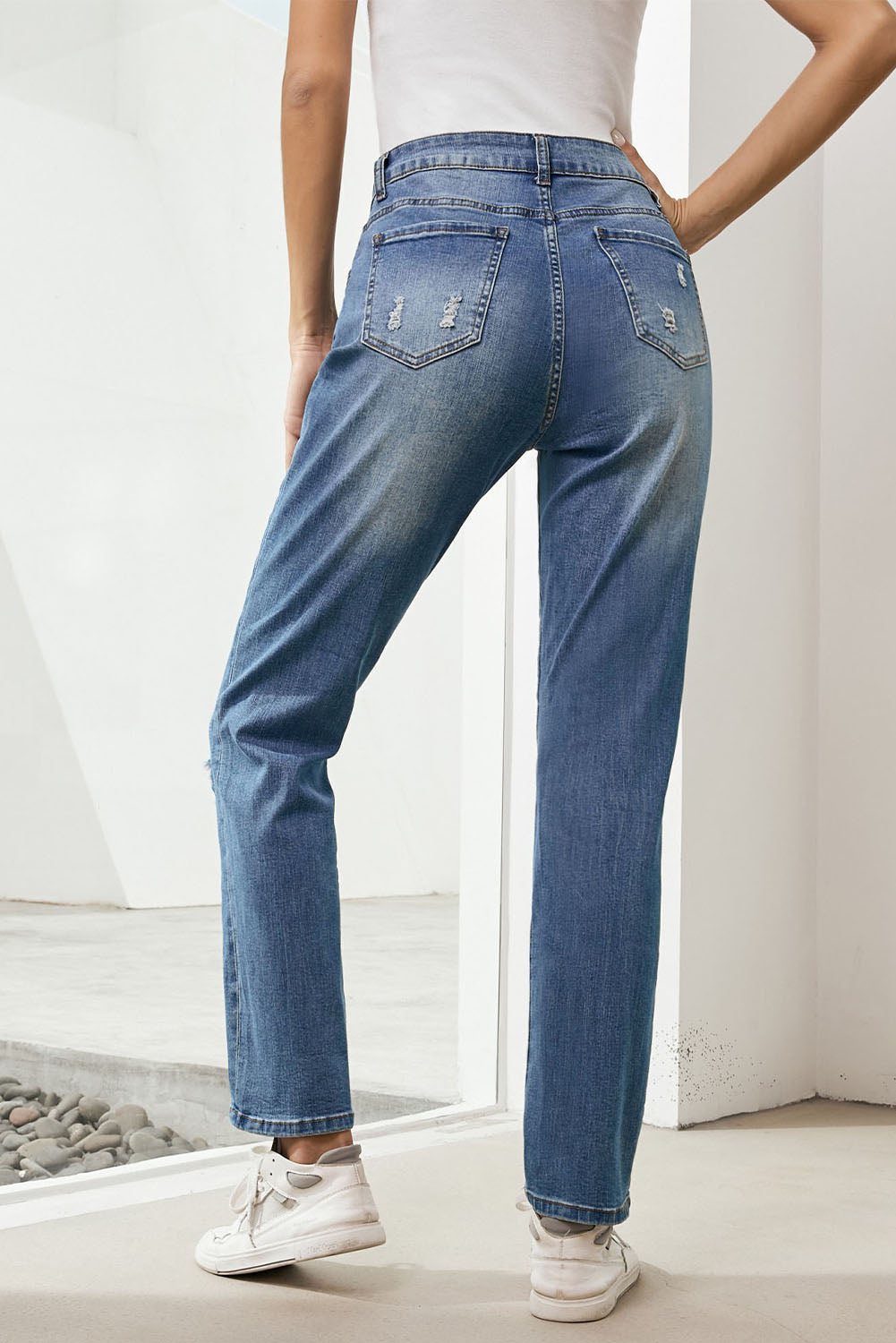 US Flag Distressed Straight Jeans - felvior