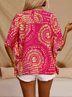 Printed V-Neck Half Sleeve Top