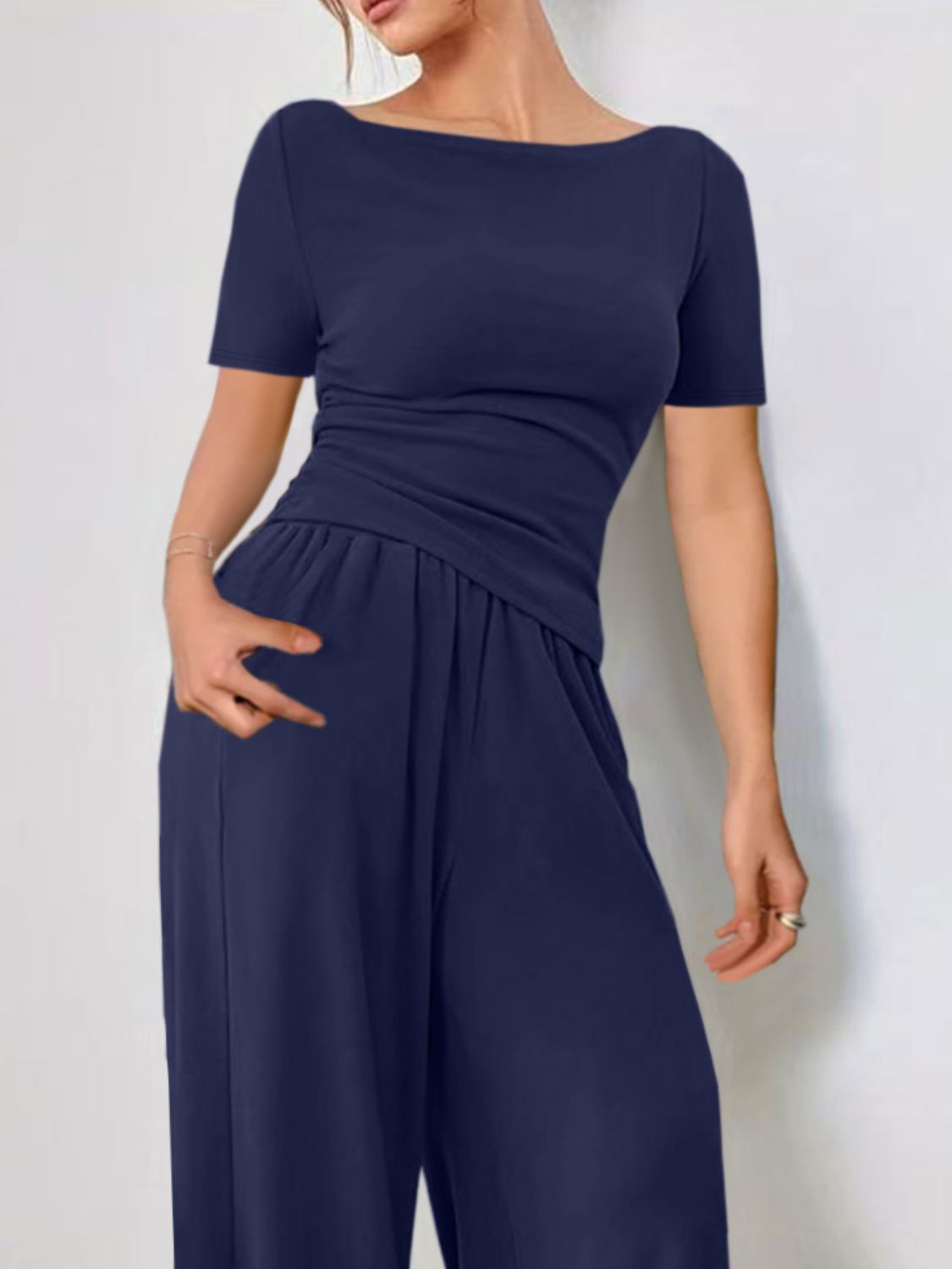 Round Neck Short Sleeve T-Shirt and Pants Set