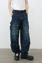 Men's Mid Rise Jeans with Cargo Pockets