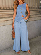 Button Down Denim Vest