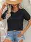 Round Neck Lace Patchwork Half Sleeve T-Shirt