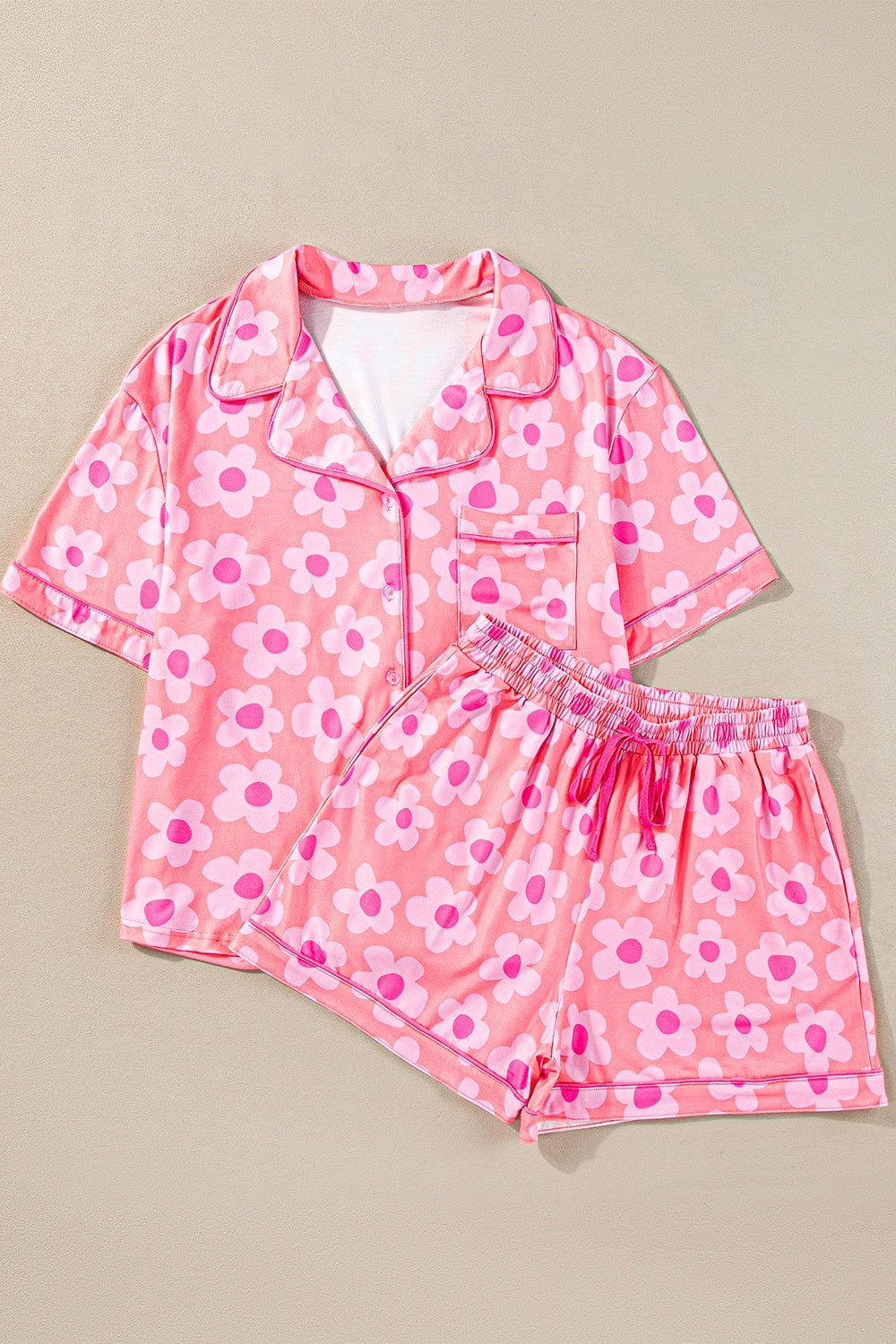 Pocketed Flower Half Sleeve Top and Shorts Lounge Set - felvior