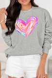 Valentine’s Day Heart Round Neck Drop Shoulder Sweatshirt - felvior
