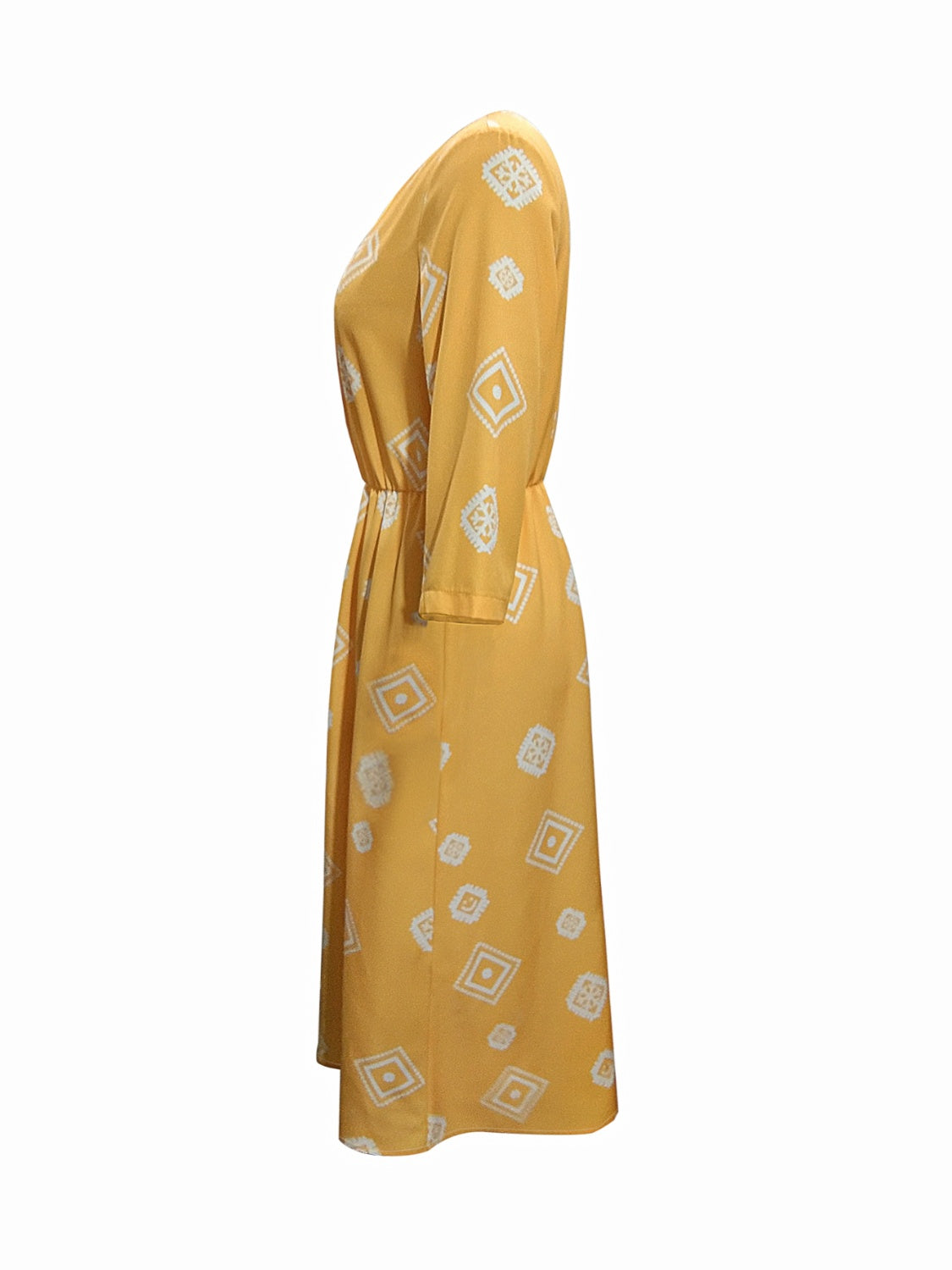 Geometric Notched Neck Dress - felvior