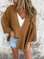 Full Size One Button Long Sleeve Shirt Plus Size