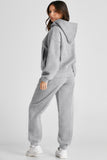 Dropped Shoulder Long Sleeve Hoodie and Pants Active Set - felvior