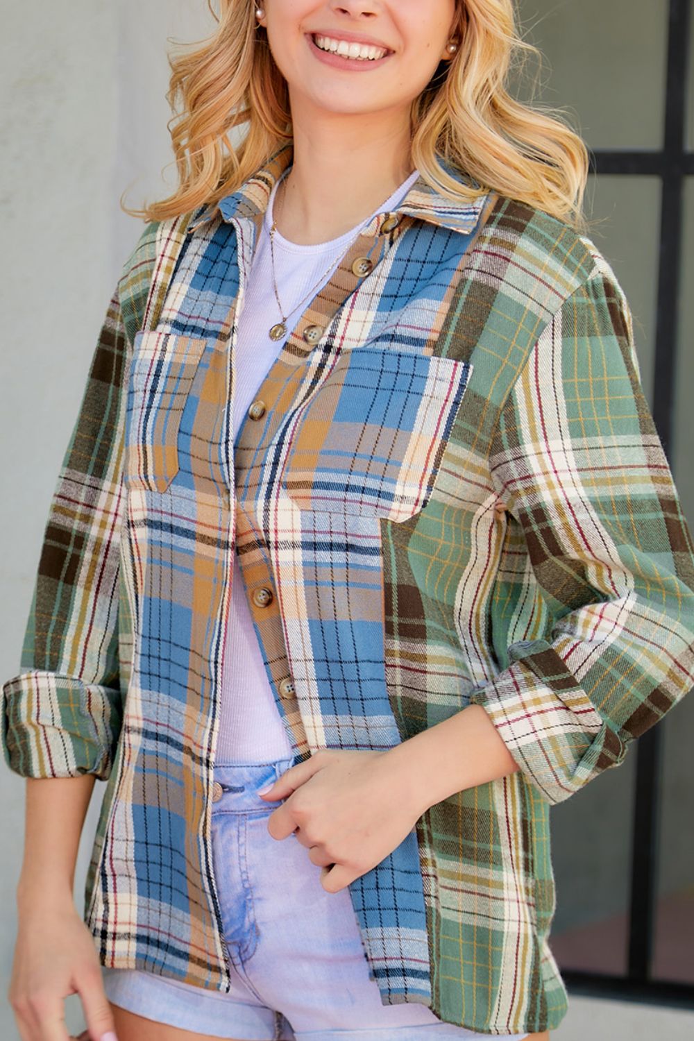 Plaid Button Up Long Sleeve Shirt - felvior