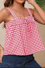 Tied Front Textured Square Neck Cami