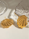 18K Gold-Plated Stainless Steel Shell Stud Earrings - felvior