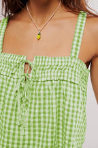 Tied Front Textured Square Neck Cami