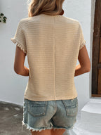 Texture Round Neck Short Sleeve T-Shirt