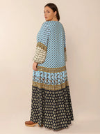 Plus Size Printed V-Neck Balloon Sleeve Maxi Dress