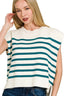 Zenana Oversized Crew Neck Stripe Sweater Vest